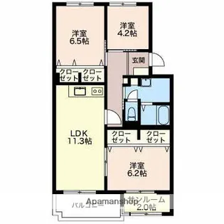 BEL AVENIR AKIYOSHI【3階】の間取り