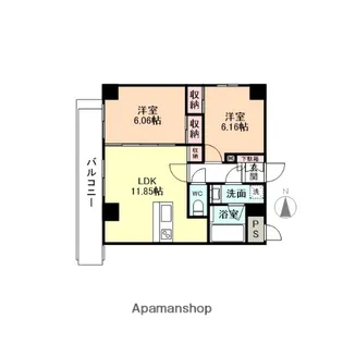 2LDKの間取り画像