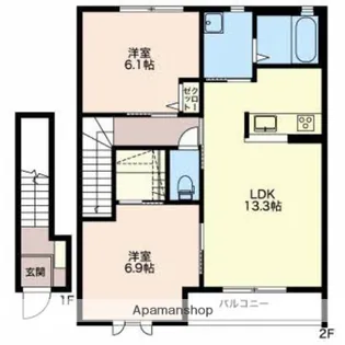 グランメゾン萌A【2階】の間取り