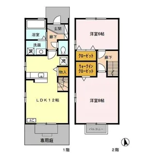 富山県富山市山室【テラスハウス】の間取り