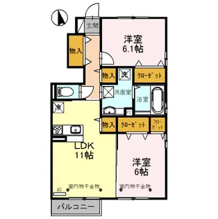 サンシャイン上冨居II B【101号室】の間取り