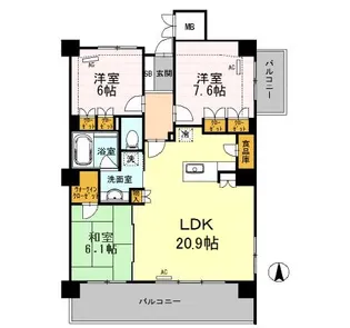 富山県富山市三番町【マンション】の間取り