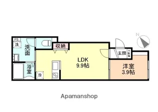 クロスシーズン五福A棟【101号室】の間取り