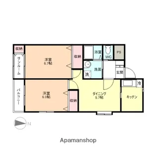 サンライズエアポート【106号室】の間取り