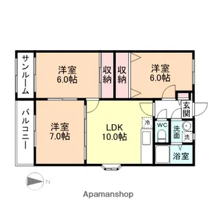 ツインガーデン西長江Ⅱ【302号室】の間取り