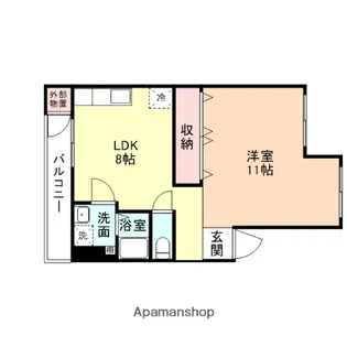 館出マンション【4-B号室】の間取り