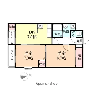 キャルグレス堀【101号室】の間取り