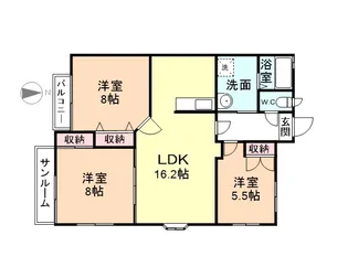 ベルレーヌ・ムライ【1階】の間取り