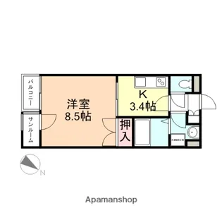 サンライズ五福【102号室】の間取り