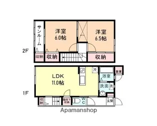 富山県富山市上飯野新町4丁目【テラスハウス】の間取り