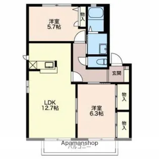 フォンティーヌ今泉A棟【2階】の間取り