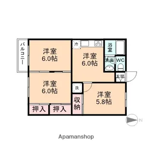 コーポ泉【202号室】の間取り