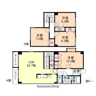 ベルヴィー・カワカミ【4階】の間取り