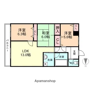 信開クレベール富山【12階】の間取り