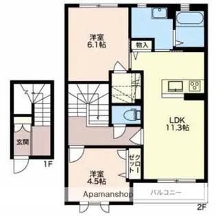 ソサイティー上袋 A【2階】の間取り