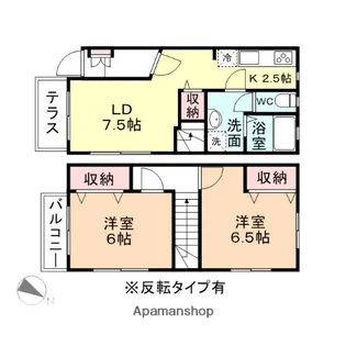 富山県富山市婦中町下轡田【テラスハウス】の間取り