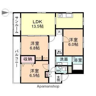 レフィナード東中野【3階】の間取り