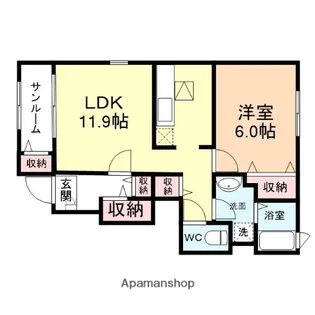 ベルローズ A棟【101号室】の間取り