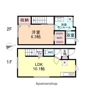富山県富山市町村【テラスハウス】の間取り