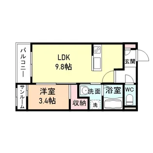 パークプレイス中川原【105号室】の間取り
