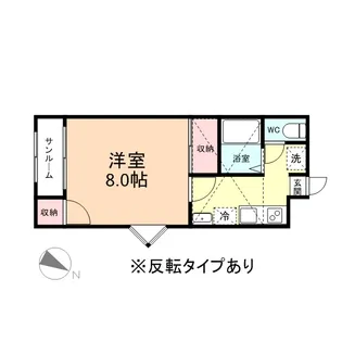 コーポウィンズD棟【1C号室】の間取り