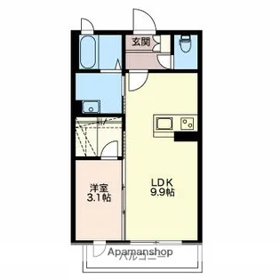 サティスビータ布瀬【102号室】の間取り