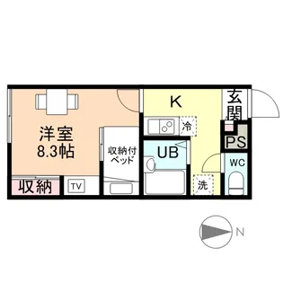 レオパレスみらい【212号室】の間取り