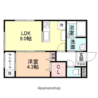 グランスイート赤江【2階】の間取り