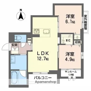 ウィステリア蜷川【3階】の間取り