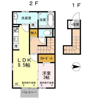 DーROOMなかよん【2階】の間取り
