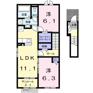 クーロンヌⅡ【2階】の間取り