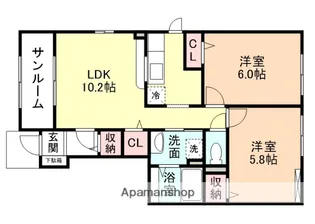 FIFTY−FIFTYC棟【102号室】の間取り