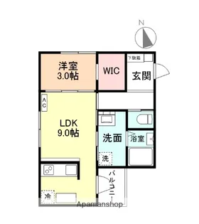 HALIA五福Ⅱ【102号室】の間取り