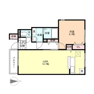 エレガンスヤツオC【1階】の間取り