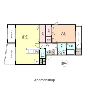 やかたマンション参番館【1階】の間取り