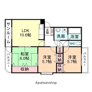 やかたマンション弐番館【2階】の間取り