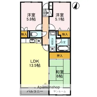 フィール高岡駅南【103号室】の間取り