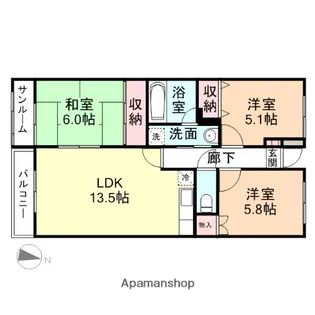 フィール高岡駅南【202号室】の間取り