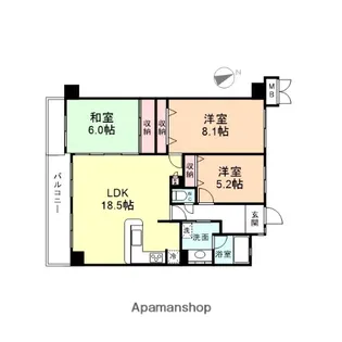 アパガーデンパレスなかしん一号館【8階】の間取り