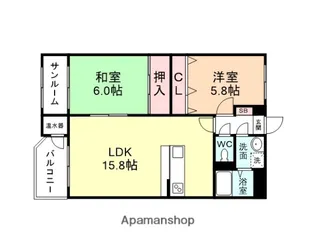 やかたマンション参番館【2階】の間取り