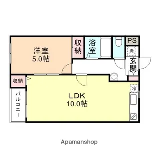ソレイユ能町南【207号室】の間取り