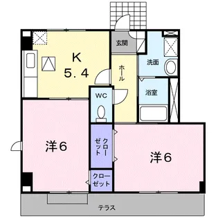 ベルフォールB【1階】の間取り