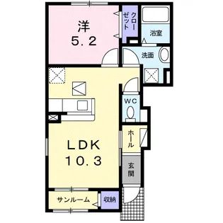 ユニゾン カミューⅡ【1階】の間取り
