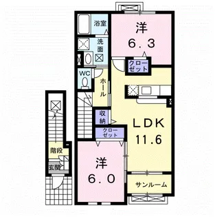 ラ・ロマーネ Ⅰ【2階】の間取り