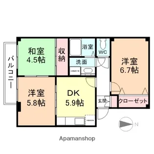 ラ・ビュー弐番館【2階】の間取り