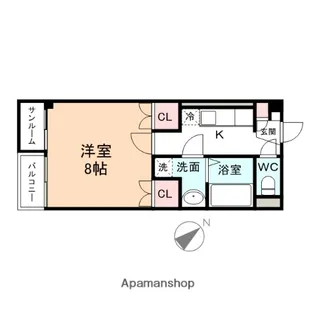 プリズムとなみ若草町【201号室】の間取り
