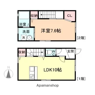 ブルージェイ若草【A号室】の間取り