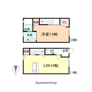 ブルージェイ若草【B号室】の間取り
