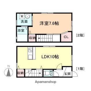 ブルージェイ若草【C号室】の間取り