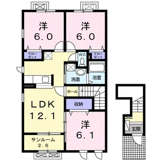 ハピネス 中保【2階】の間取り